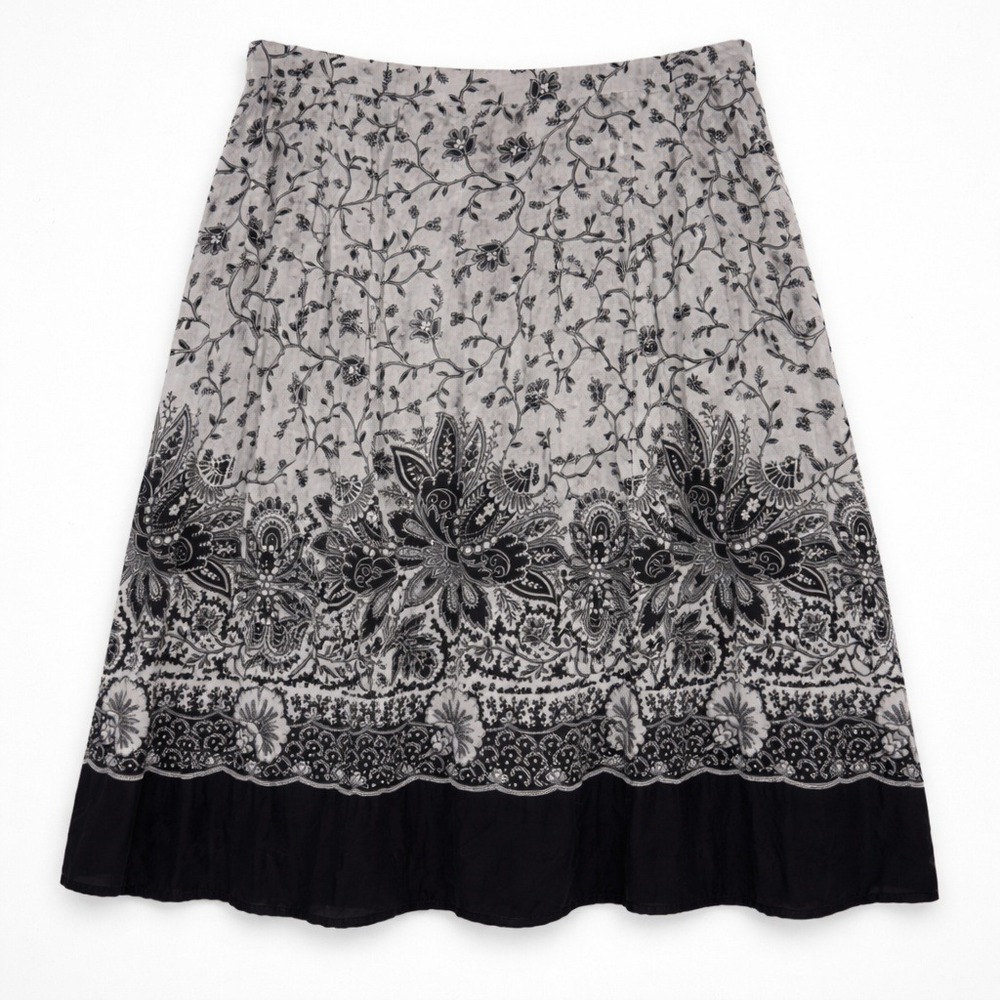 Anne Klein Boho Floral Paisley‎ Bandana Print Skirt Grey Black Fairygoth dark 6